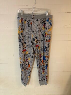 Disney Mickey Mouse Jogger Lounge Pants XL Gray Graphic Sleepwear